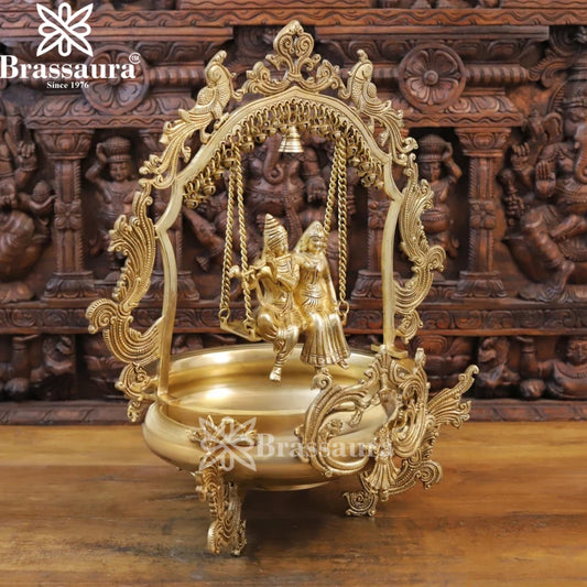 Brass Radha Krishna Urli Statue Weight 14.06 Kg And Height 23.5 Inch