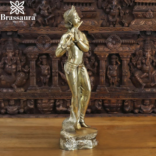 Brass Krishna Murti Weight 14.56 Kg And Height 29.5 Inch