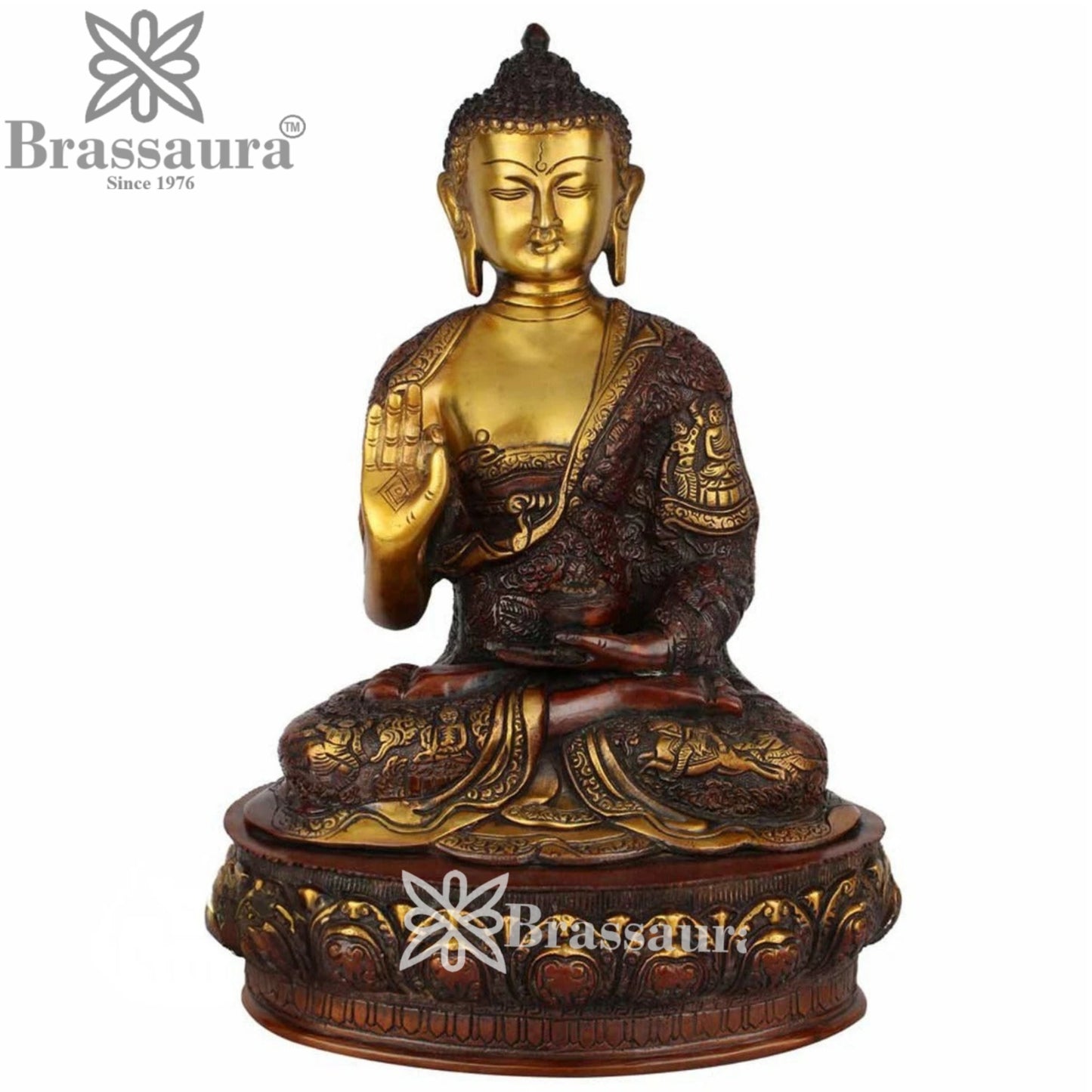 Brass Blessing Buddha Weight 7.5 kg & Height 14 Inch