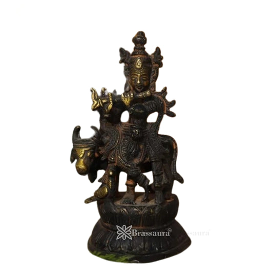 Brass Cow Krishna Murti Weight .3 Kg And Height 4 Inch
