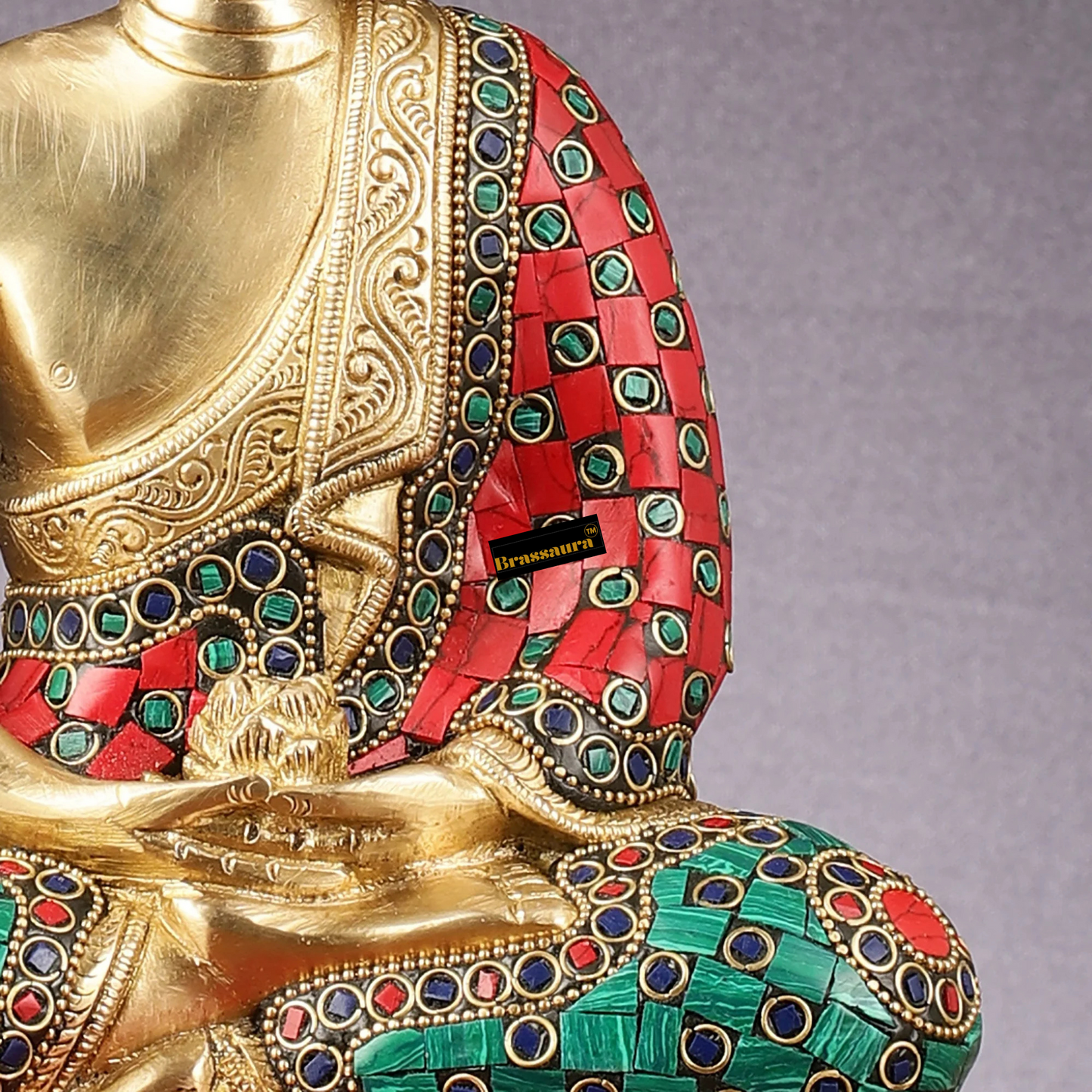 Brassaura™ Pure Brass Cambodian Handcrafted Meditation Buddha Idol – Height 12 Inches & Weight 4.5 Kgs