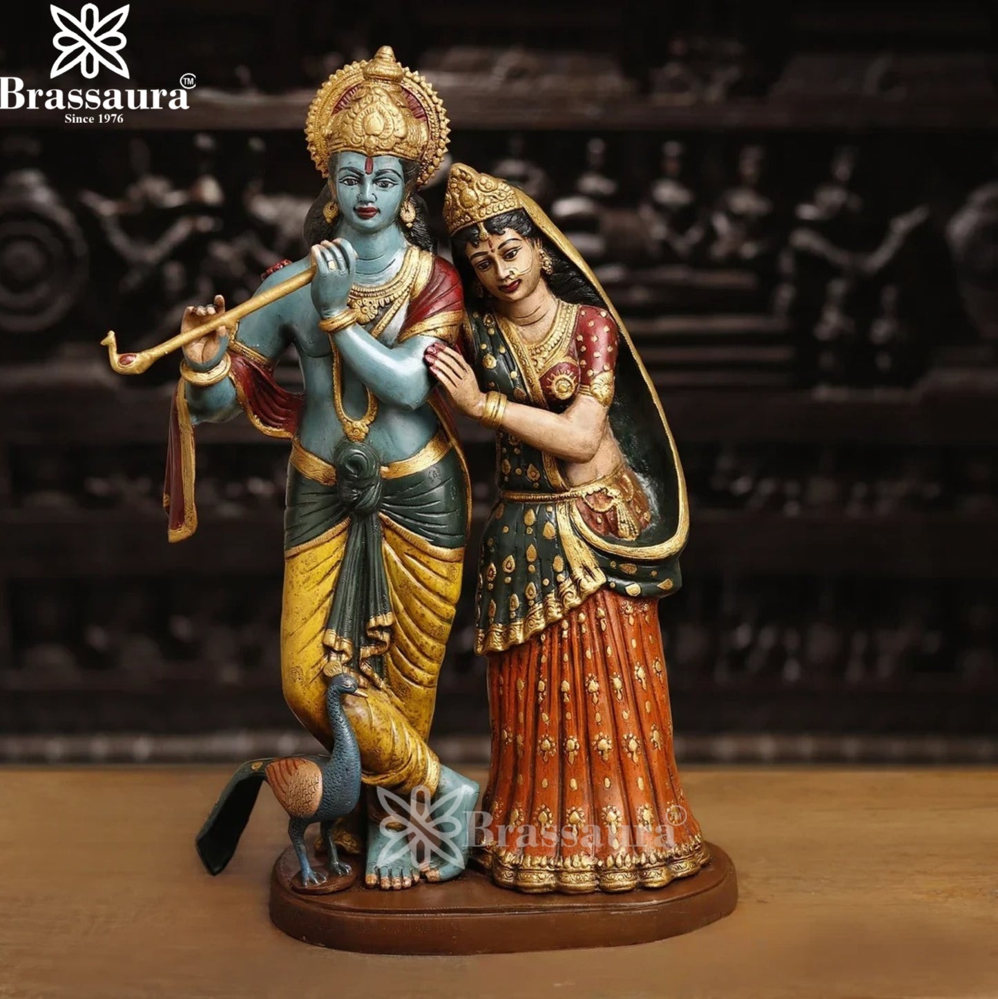 Brass Radha Krishna Murti Weight 20.27 Kg And Height 23 Inch
