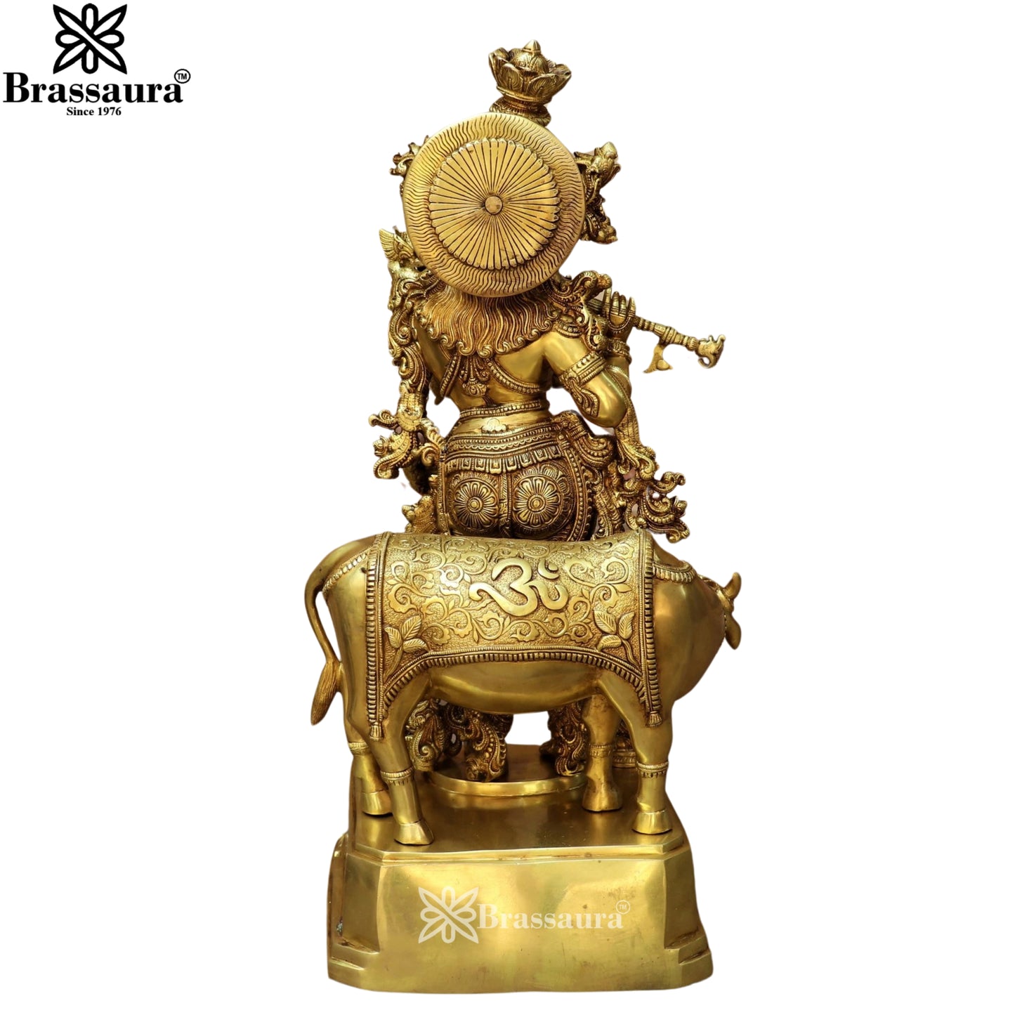 Brass Cow Krishna Murti Weight 35 Kg And Height 28 Inch