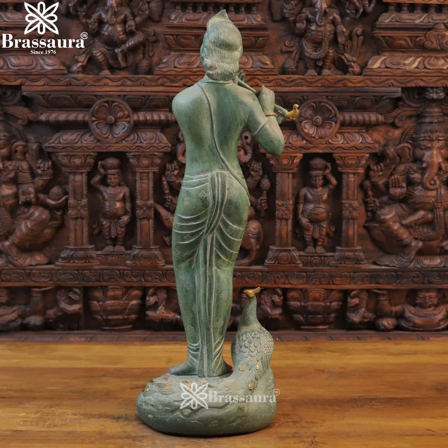Brass Krishna Murti Weight 14.78 Kg And Height 29 Inch