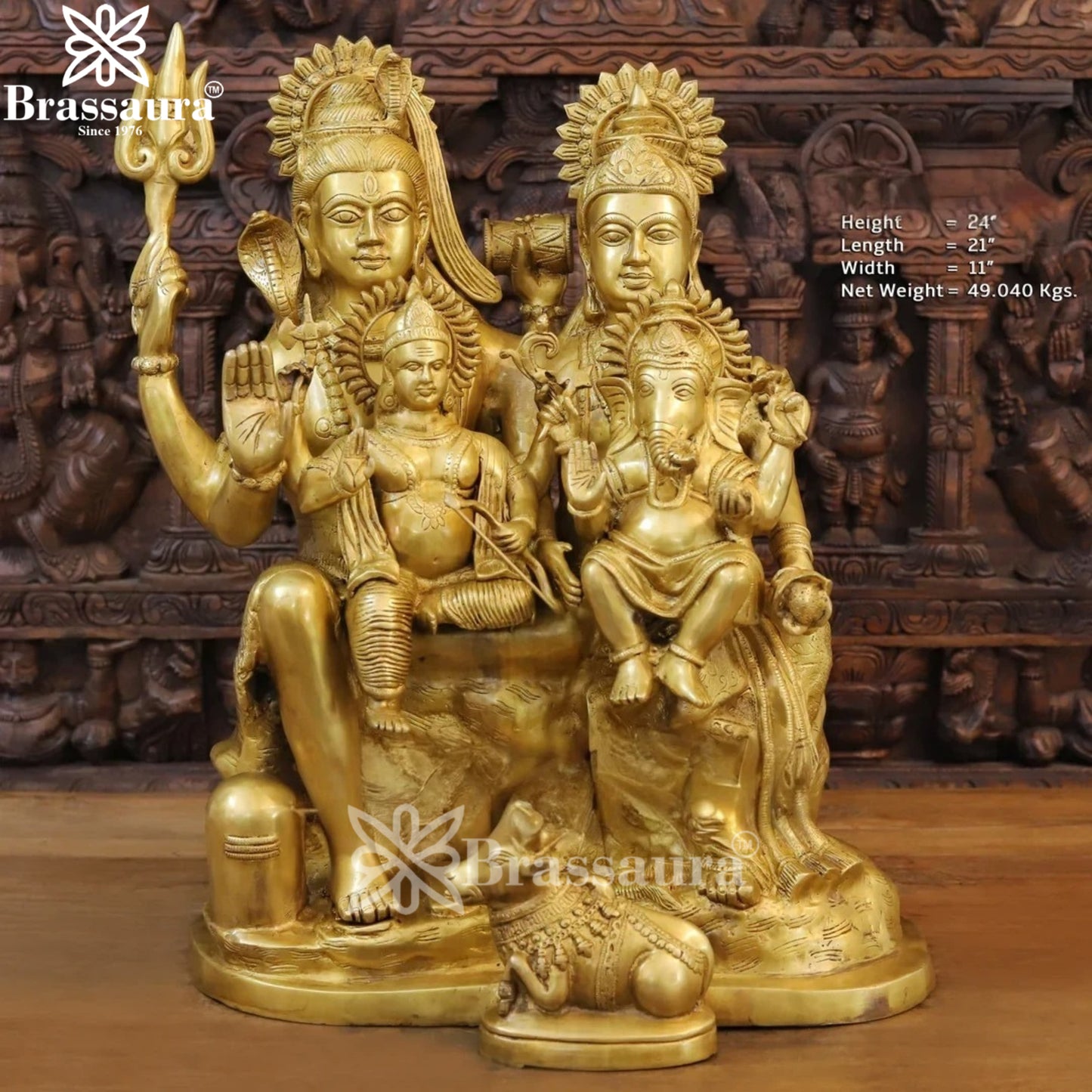 Brass Lord Shiv Parivaar Statue Weight 49.04 Kg And Height 24 Inch