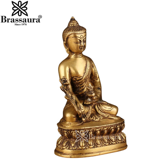 Brass Bhumisprasa Buddha Weight 1.3 kg & Height 7 Inch