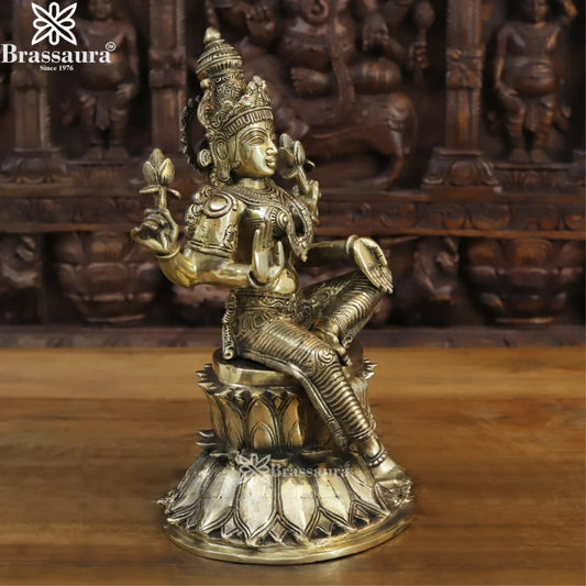 Brass Lakshmi Ganesh Saraswati Murti Weight 24.4 Kg And Height 15 Inch