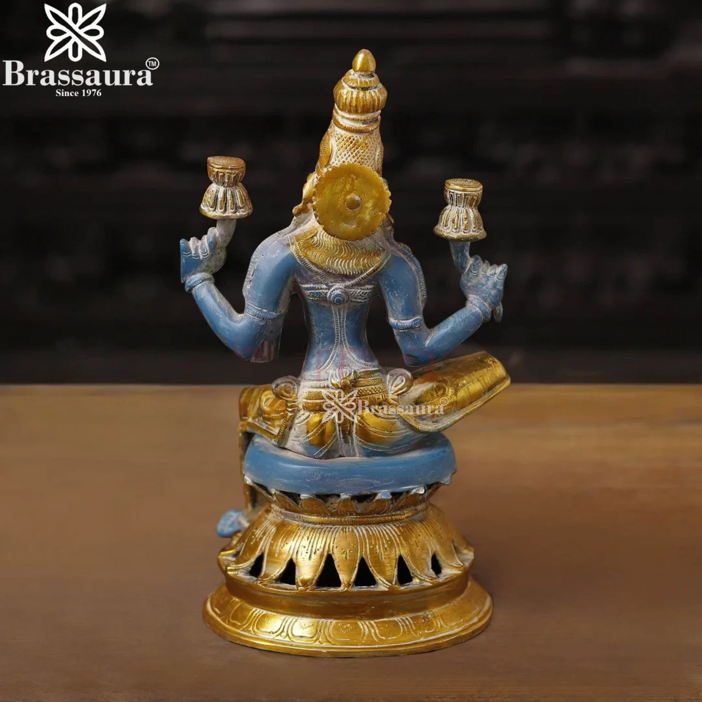 Brassaura™ Devotional Brass Laxmi Murti – Height 12 Inches & Weight 4.16 Kgs | Temple Statue
