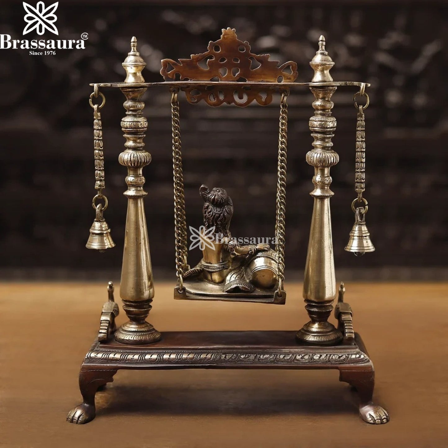 Brass Bal Gopal Krishna Jhula Murti Weight 7 Kg And Height 16 Inch
