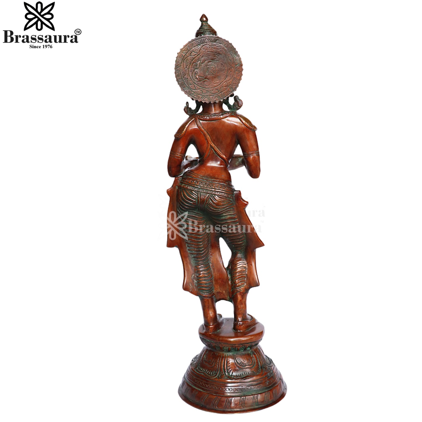 Brass Lady Holding Diya Weight 11.5 Kg And Height 28 Inch