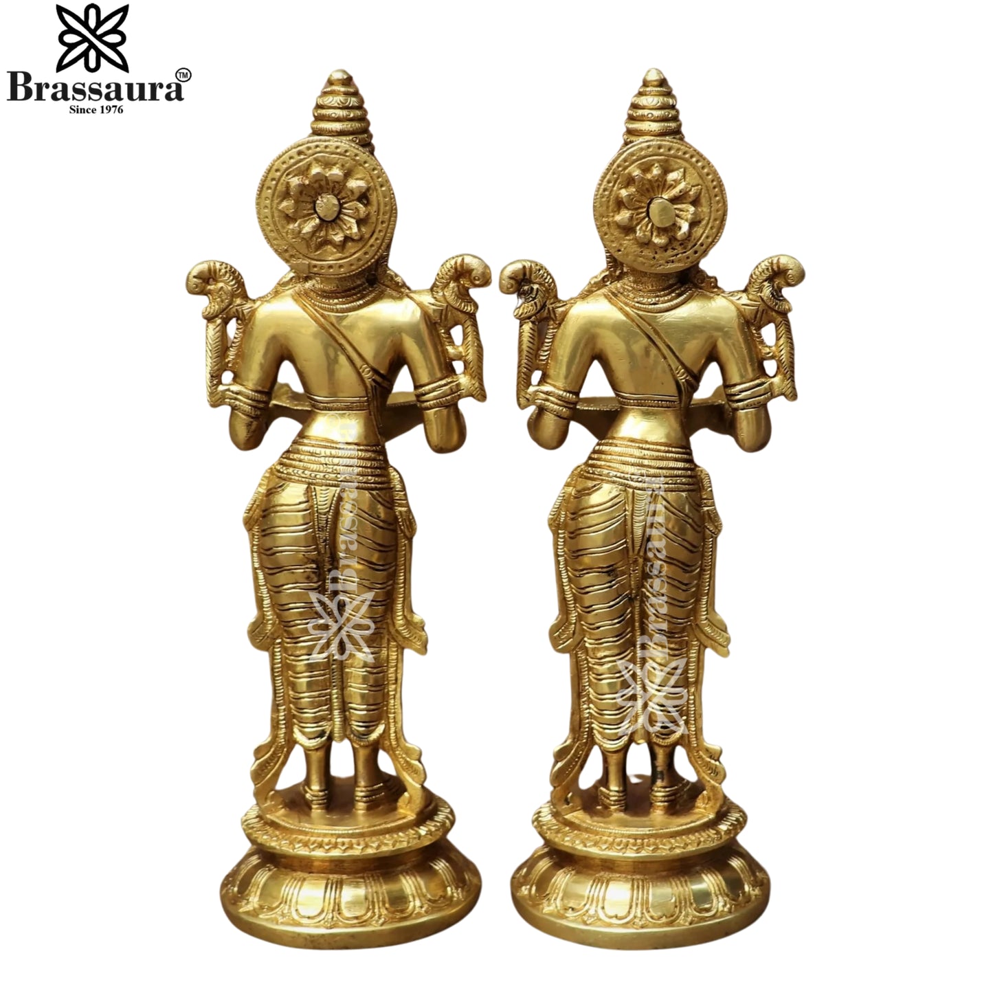 Brassaura™ Brass Deep Laxmi Oil Lamp Diya – Height 11.5 Inches & Weight 5.5 Kgs | Temple & Home Décor
