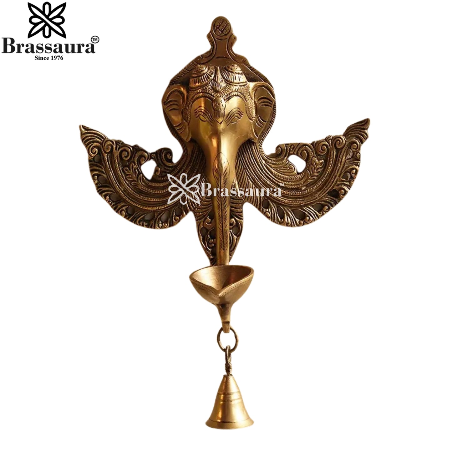 Brass Ganesha Diya Statue Weight 1.3 Kg And Height 11 Inch