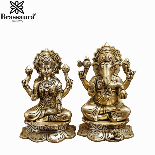 Brass Lakshmi Ganesh Murti Weight 5.6 Kg And Height 8.5 Inch