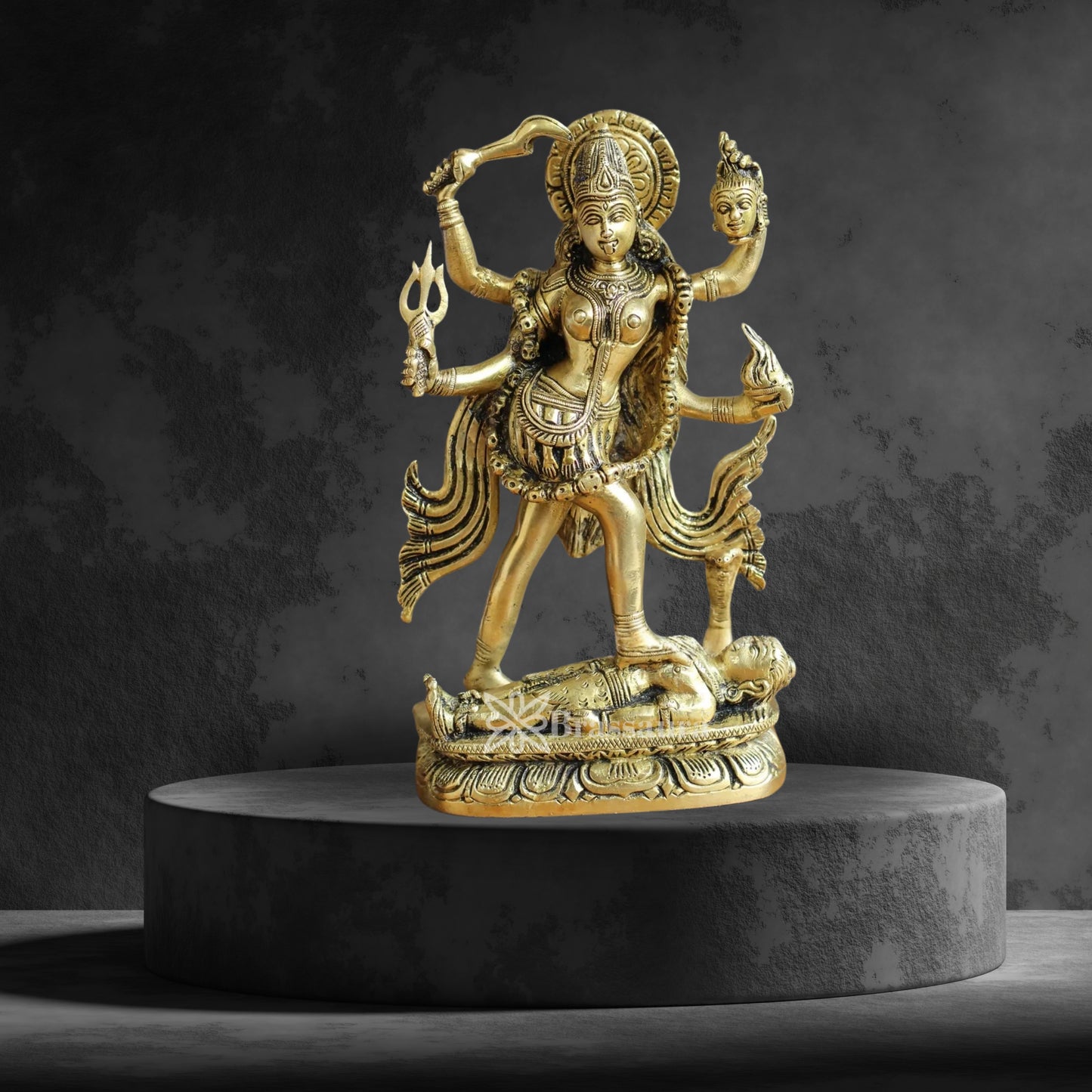 Brassaura™ Sacred Brass Kali Maa Murti – Height 9.75 Inches & Weight 3.4 Kgs | Temple Décor Accent