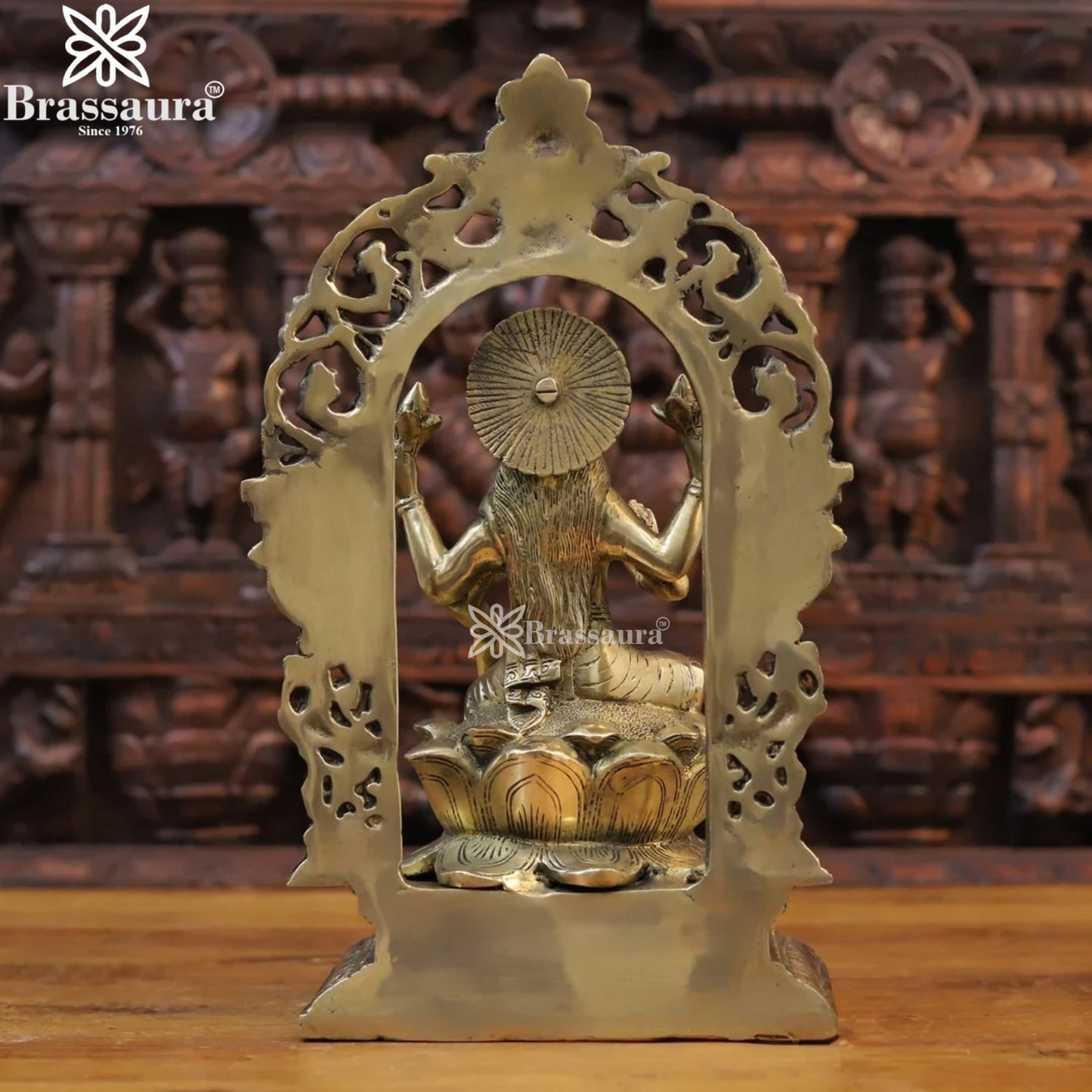 Brassaura™ Traditional Brass Laxmi Idol – Height 15.5 Inches & Weight 7.28 Kgs | Hindu Devotional Murti