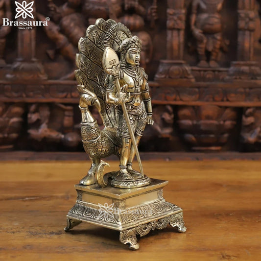 Brass Murugan Statue Weight 4.48 Kg And Height 12 Inch