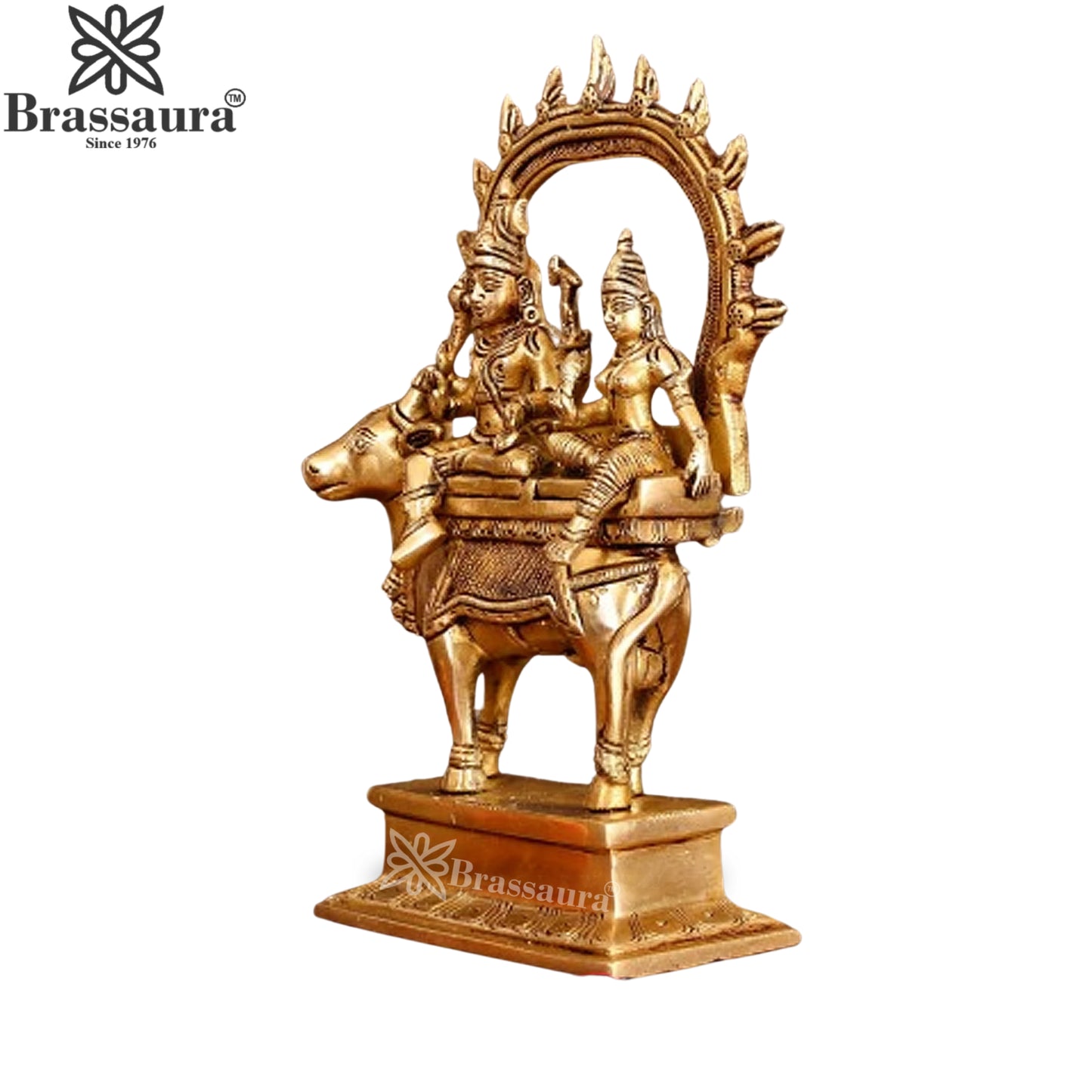 Brass Lord Shiv With Parvati & Nandi Statue Weight 4.8 Kg And Height 30 Inch