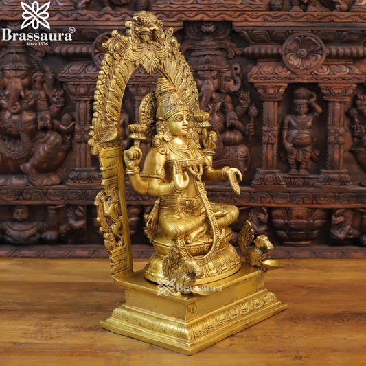 Brassaura™ Artistic Brass Laxmi Idol – Height 24 Inches & Weight 23.66 Kgs | Home & Puja Décor