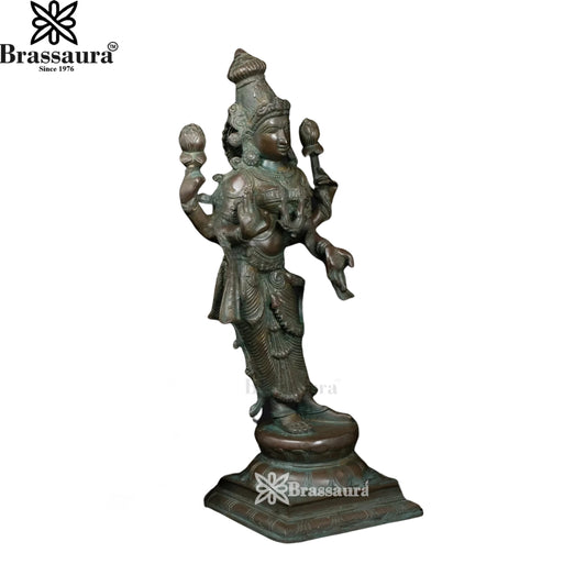 Brassaura™ Artistic Brass Laxmi Idol – Height 17.5 Inches & Weight 6.9 Kgs | Home & Puja Décor