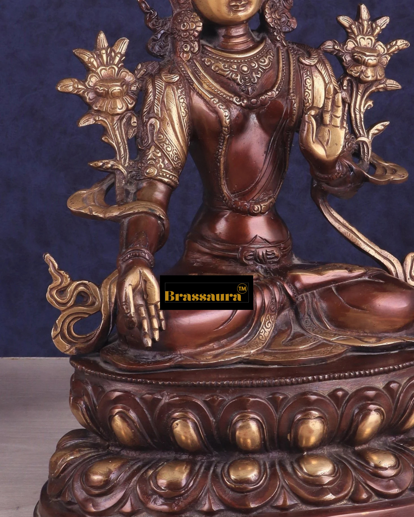 Brassaura™ Pure Brass Tibetan White Tara Idol – Height 14 Inches, Weight 5.3 Kgs