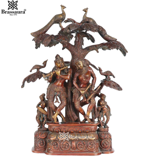 Brass Antique Radha Krishna Statue Weight 17 Kg And Height 21 Inch