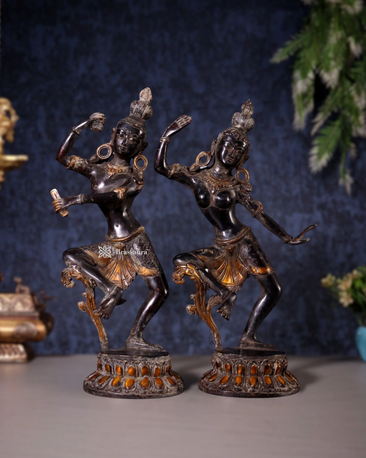 Brass Dancing Shiva & Parvati Idol For Home Decor Height 15 Inch & Weight 7 Kg