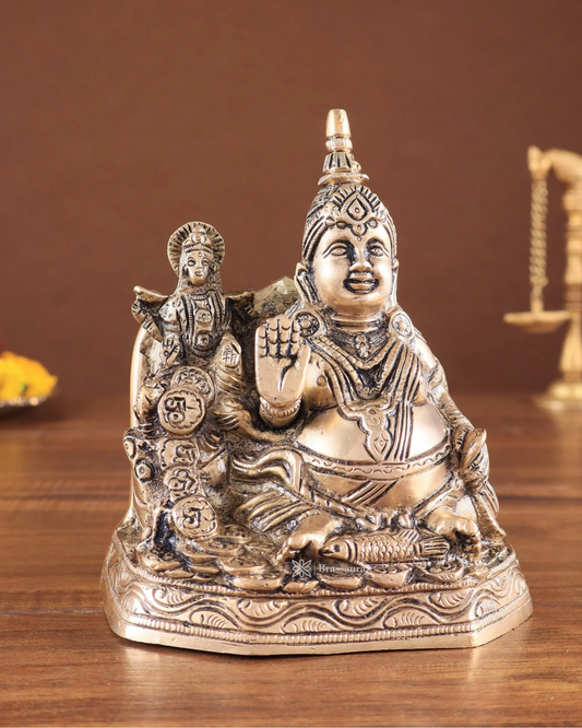 Brassaura™ Vastu Kuber Ji Idol – 6.25 inch | 1.9 kg – Handcrafted Pure Brass Statue for Wealth & Prosperity