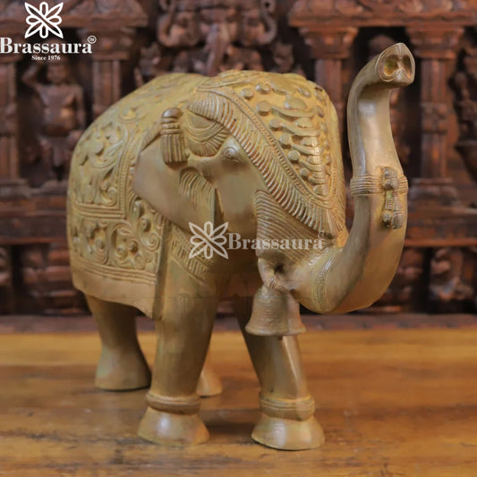 Brass Big Elephant Statue Weight 19.96 Kg And Height 16 Inch