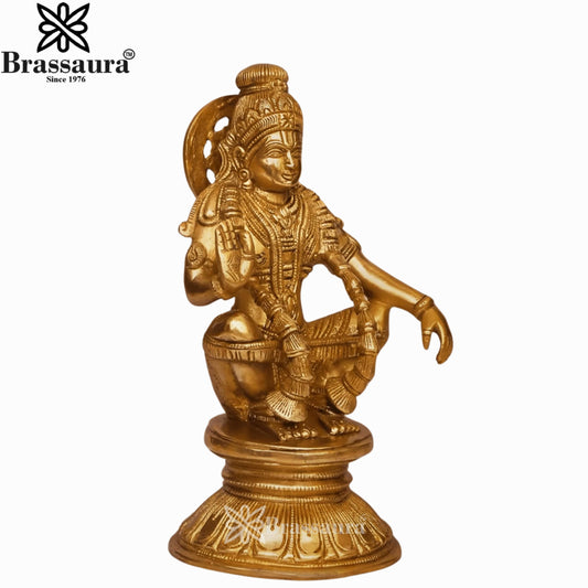 Brassaura™ Brass Sabarimala Ayyappa Idol – Height 8.5 Inches & Weight 2.3 Kgs | Home Temple & Spiritual Décor