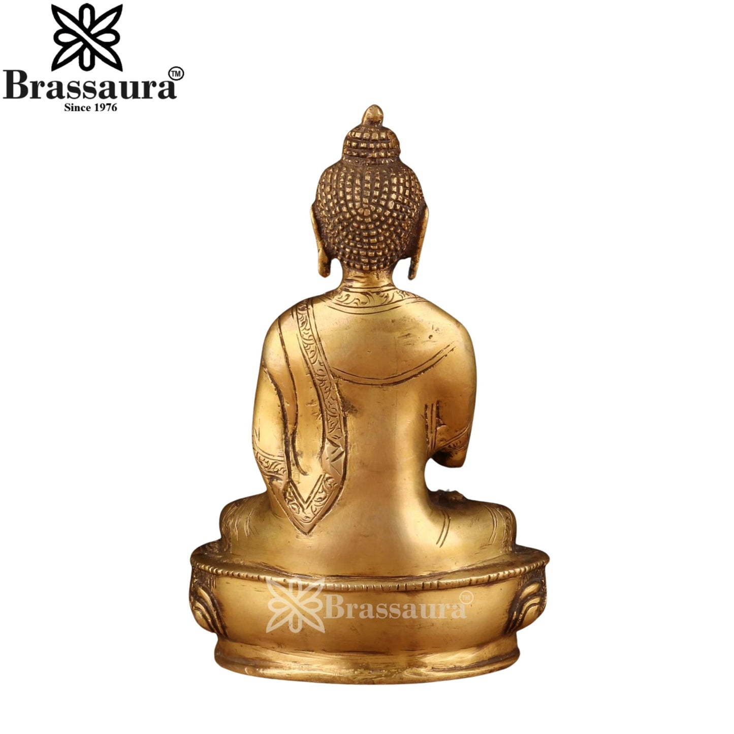 Brass Bhumisprasa Buddha Weight 1.3 kg & Height 7 Inch