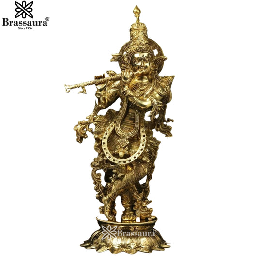 Brass Royal Gold Krishna Murti Weight 13.3 Kg And Height 26 Inch