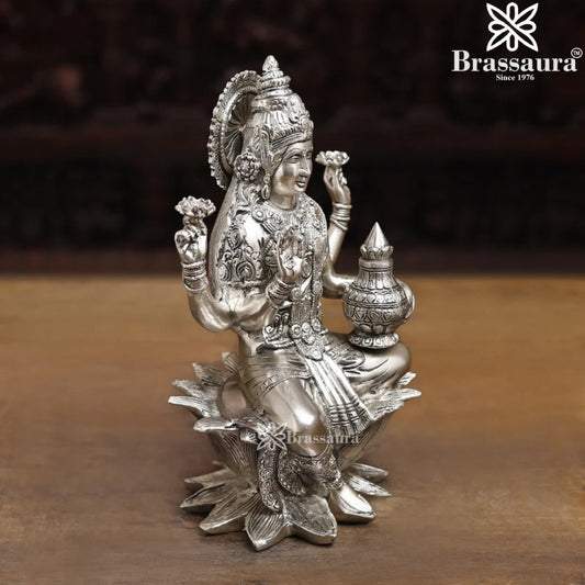 Brassaura™ Brass Laxmi Idol – Height 12 Inches & Weight 4.2 Kgs | Hindu Goddess Sculpture