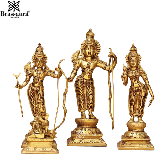 Brassaura™ Brass Ram Darbar Idol – Height 14.5 Inches & Weight 10.5 Kgs | Classic Vedic Décor for Sacred Spaces