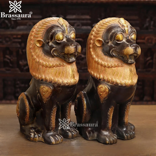 Brass Lion Statue Weight 42.23 Kg And Height 21 Inch