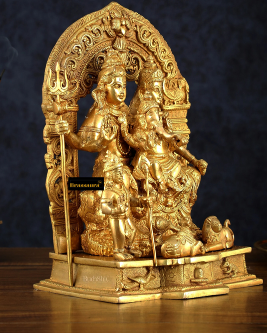 Brass Shiv parivar Idol for Home and Decor | Weight 6.8 Kg Height 12 inch