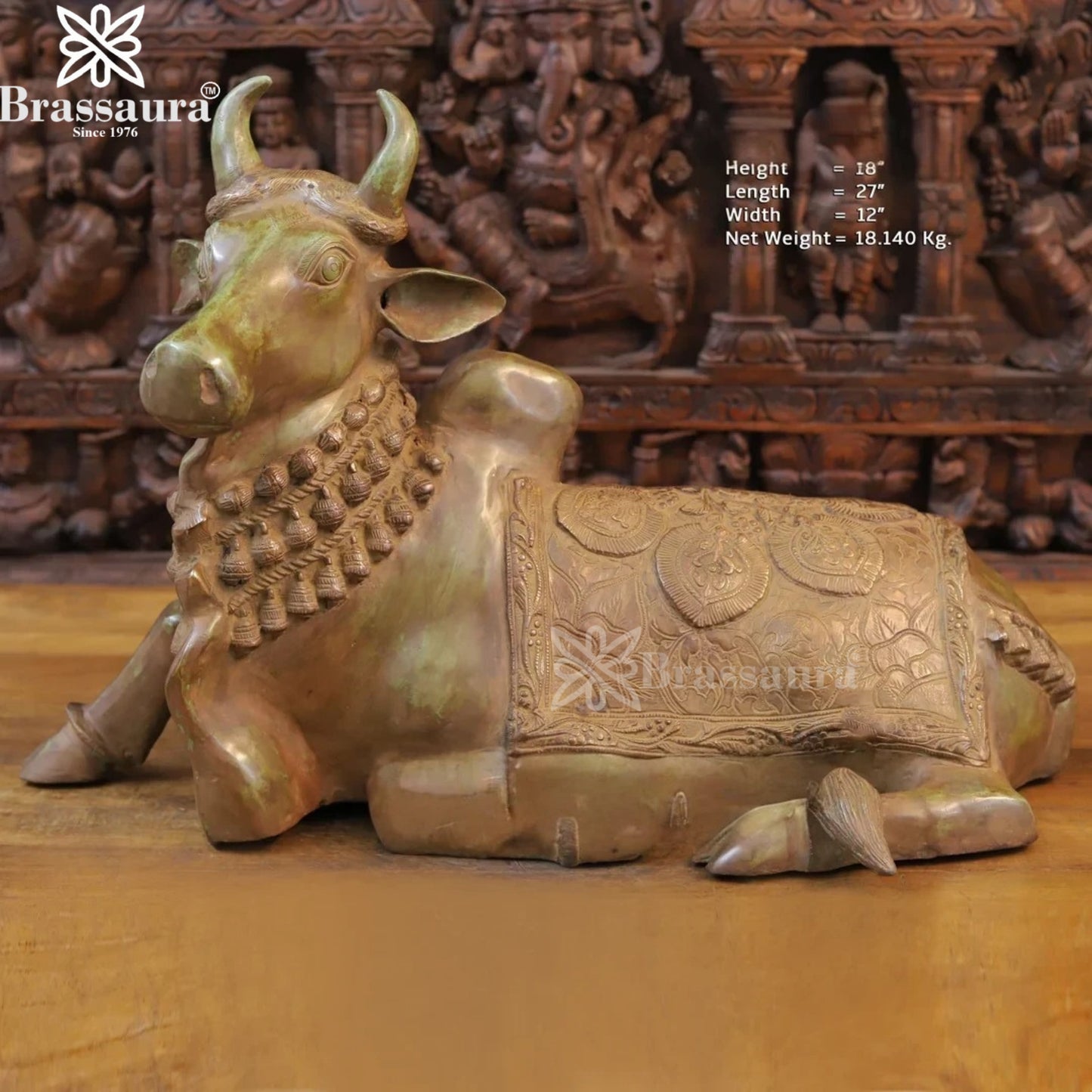 Brass Nandi Statue Weight 18.14 Kg And Height 18 Inch