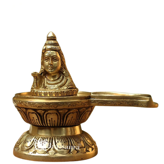 Brass Shivling With Shiv Statue Weight 1.7 Kg And Height 5.5 Inch