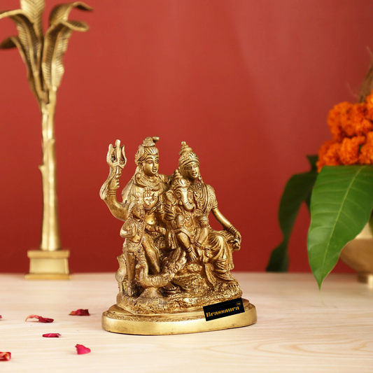 Brass Shiv parivar Idol for Home and Decor Weight 1.3 Kg Height 6 inch