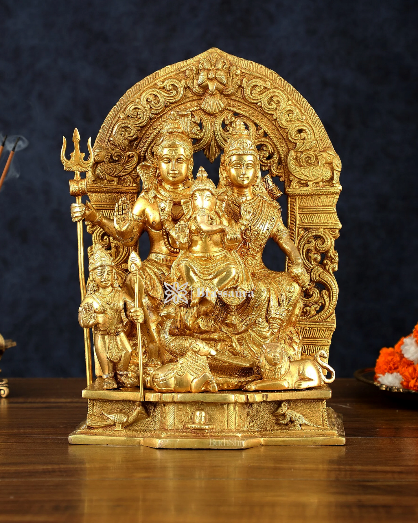 Brass Shiv parivar Idol for Home and Decor | Weight 6.8 Kg Height 12 inch