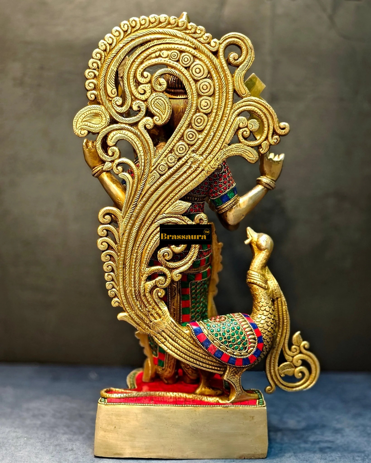 Brassaura™ Handcrafted Lord Murugan Statue in Superfine Brass – 20 Inches Height, 14 Kgs – With Peacock & Cobra