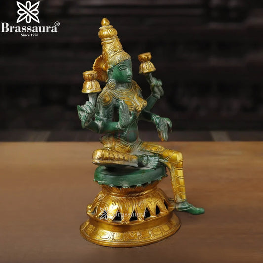Brassaura™ Devotional Brass Laxmi Murti – Height 12 Inches & Weight 4.14 Kgs | Temple Statue