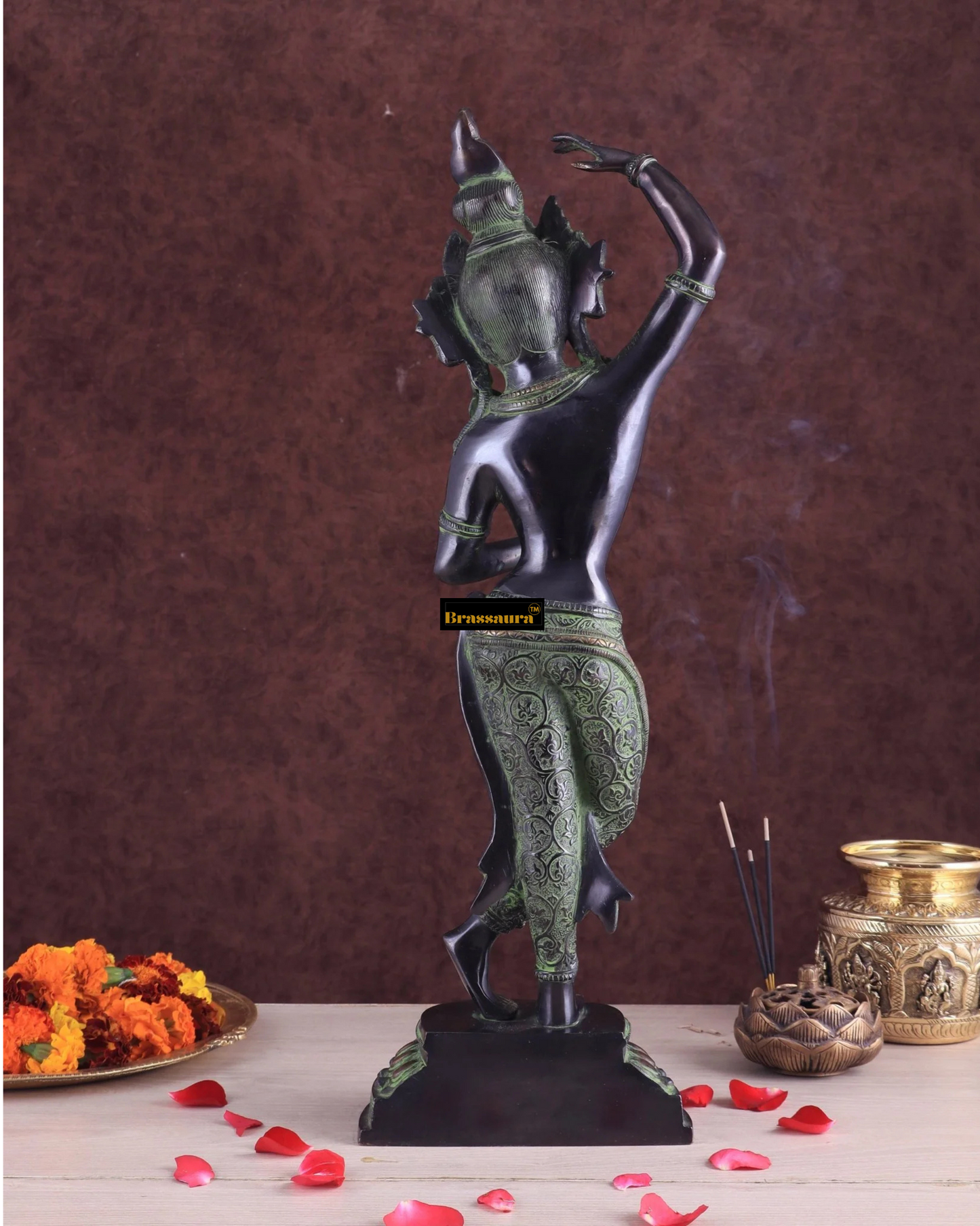 Brassaura™ Pure Brass Dancing Tara Devi Maya Sculpture – Height 20 Inches, Weight 3.5 Kgs