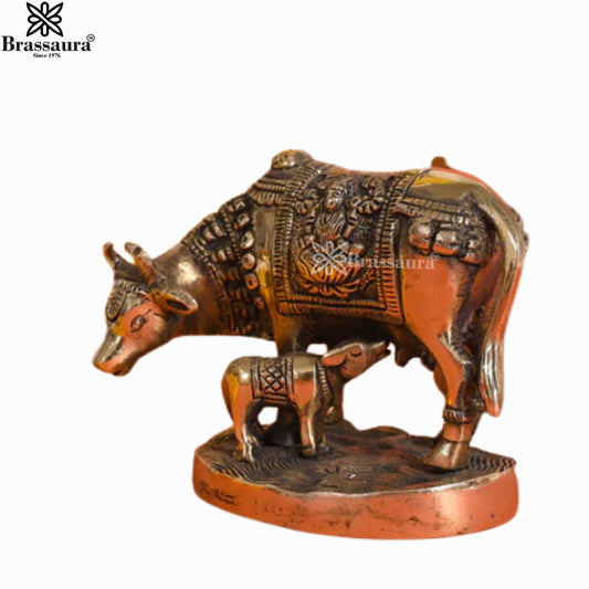 Brass Kamdhenu Cow For Home Décor And Gift Items Weight .99 kg Height 4 Inch