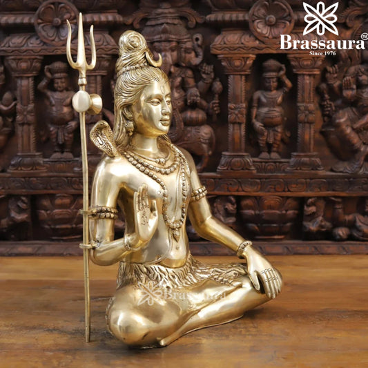 Brassaura™ Brass Lord Shiva Statue – Height 19 Inches & Weight 11.78 Kgs | Pooja & Décor