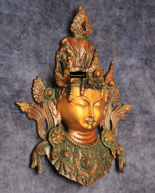 Brassaura™ Antique Dual-Tone Brass Tara Wall Hanging – Height 10.5 Inches | Weight 1.5 Kgs