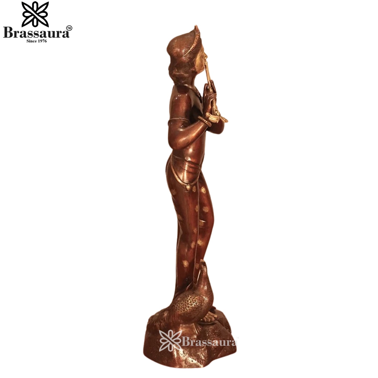 Brass Murli Dhari Krishna Murti Weight 14.5 Kg And Height 28.2 Inch