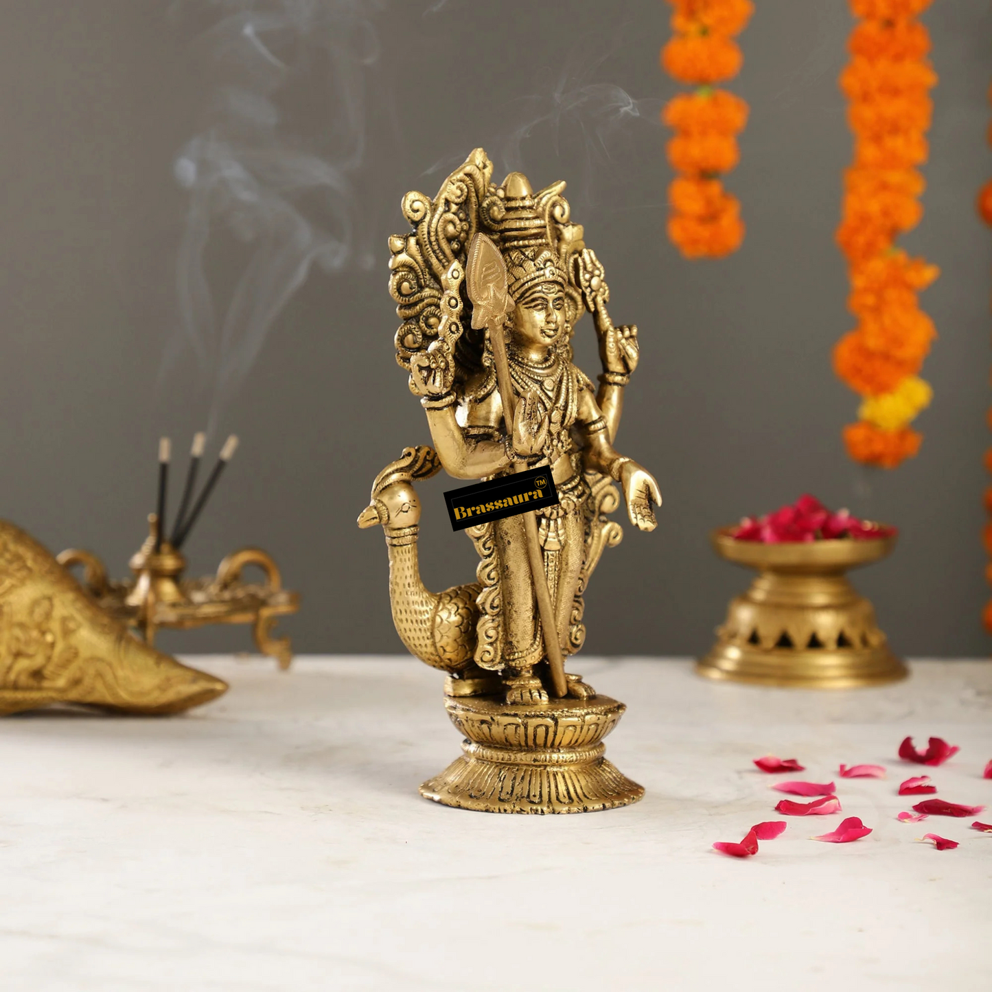 Brassaura™ Divine Brass Statue – 10 Inches Height, 2.3 Kgs – Spiritual Devotion & Elegance