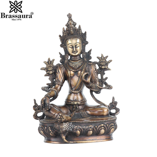 Brass Antique Tara Statue Weight 4.5 Kg And Height 13 Inch