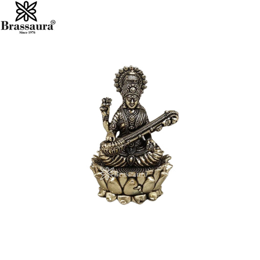 Brass Superfine Saraswati Statue Weight .164 Kg And Height 3.5 Inch