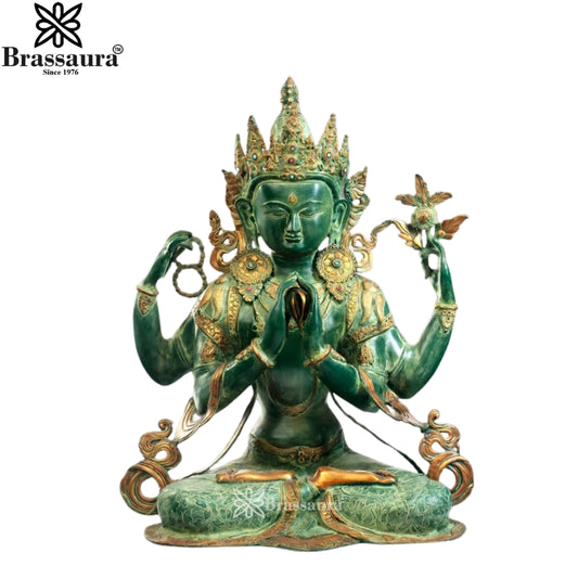 Brass Vintage Tara Statue Weight 34.6 Kg And Height 31 Inch
